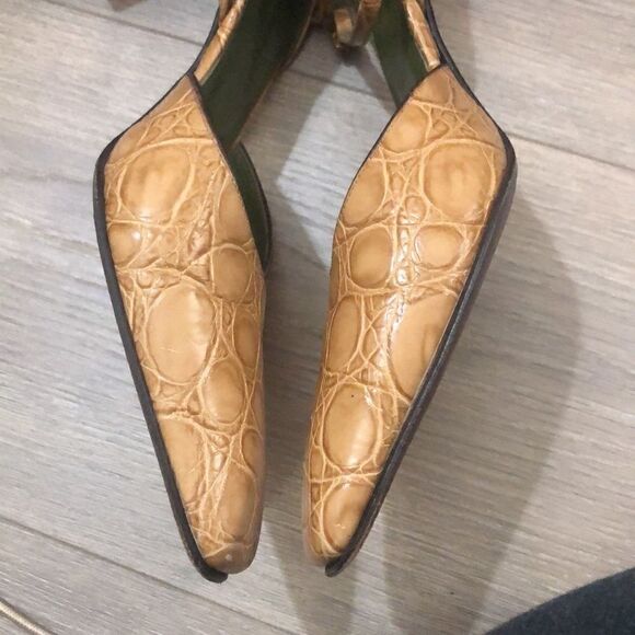 Donald J Pliner croc print ankle strap heels - Picture 8 of 9